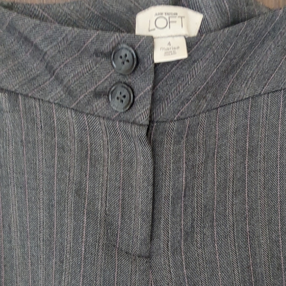 LOFT Gray Pinstripe Blouse